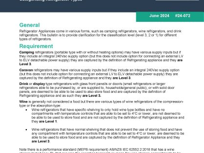 EESS Information Bulletin 24-072 Categorising Refrigerator Types V1.0
