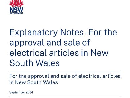 NSW declared electrical articles explanatory notes