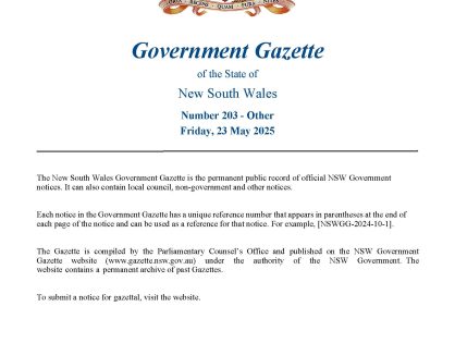 NSW gazette - E-bike and etc